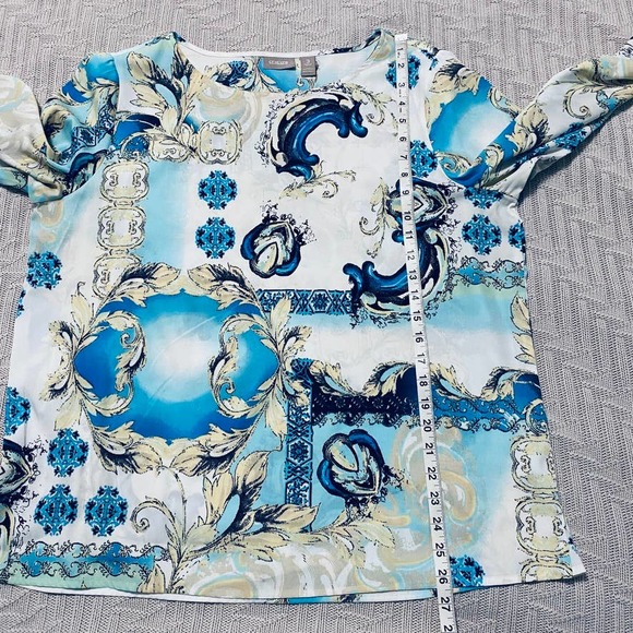 Chico's blue patterned blouse - Picture 5 of 5